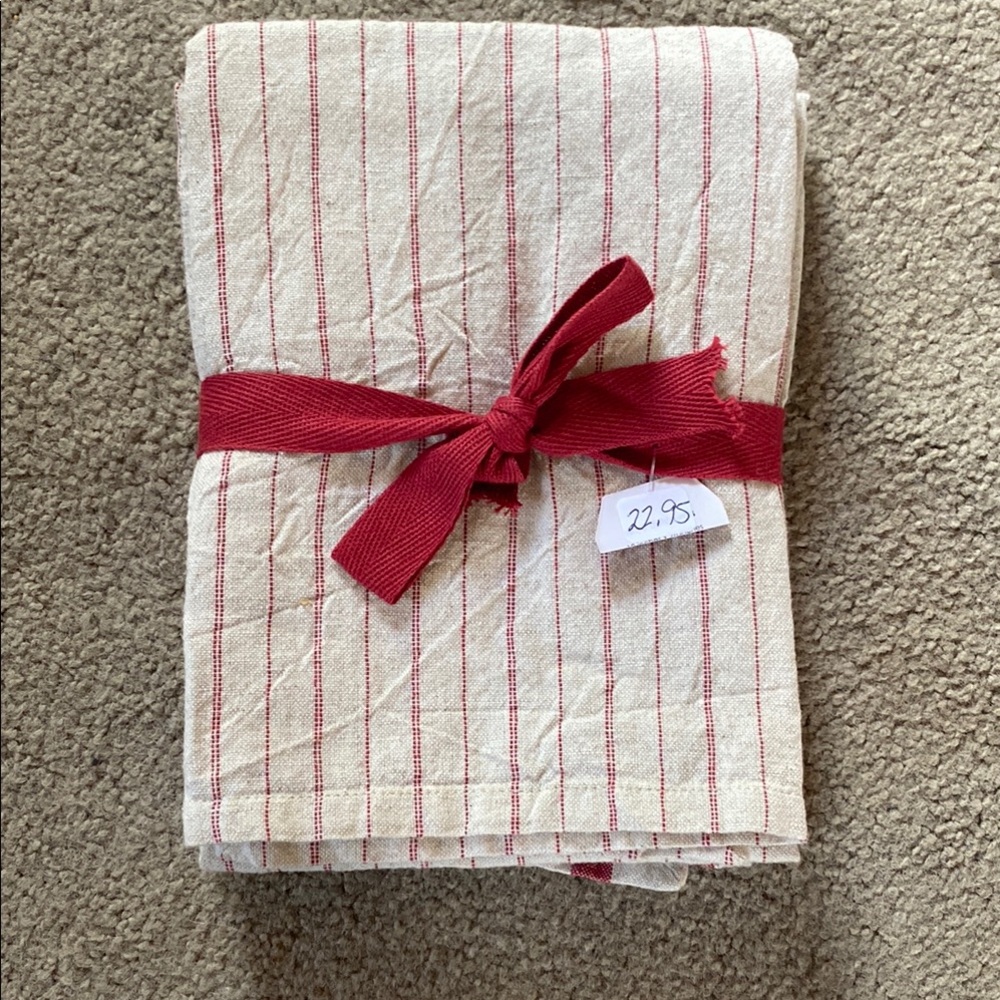 Red and Cream Striped Tag Dishcloths